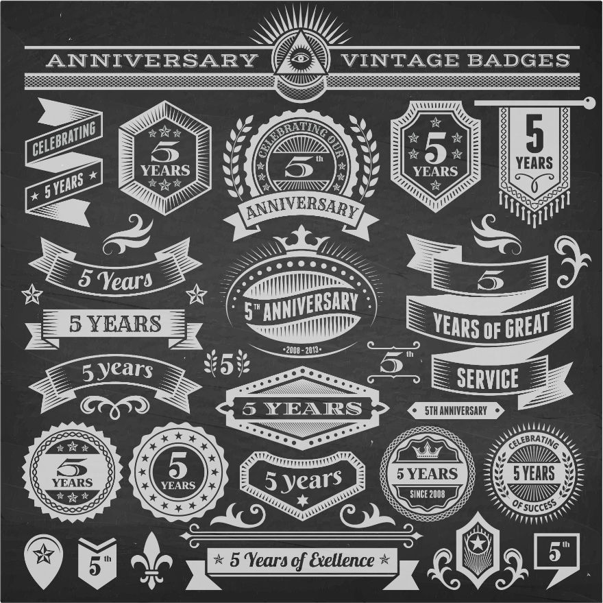Anniversary - Vintage Badges